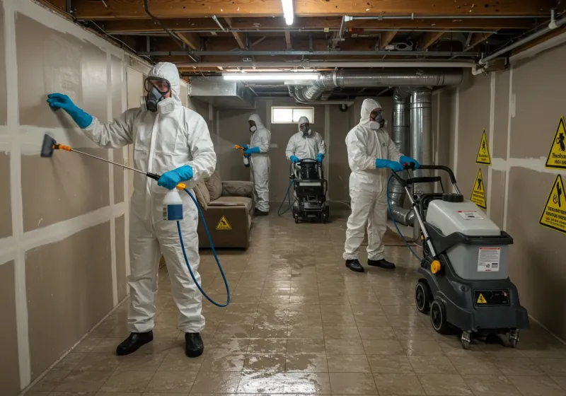 Basement Moisture Removal and Structural Drying process in Diboll, TX